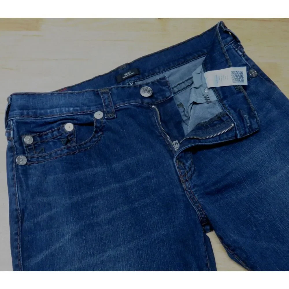 Mens True Religion Jeans Size 36x34 Cotton USA Ricky‎ Relaxed Straight Leg Blue